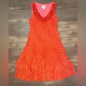 Bethany coral red Y2k 90s vintage ruffle party dance summer dress size 8